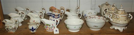 Collection of early 19thC ceramic cream jugs & sucriers